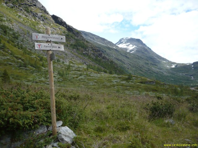Pohled na Fanaråken z údolí Helgedalen - Norsko
