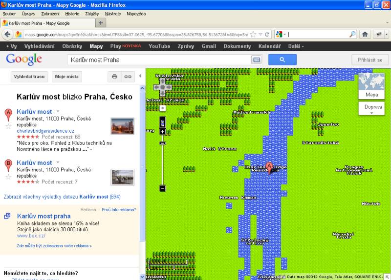 Karlův most na mapách Google