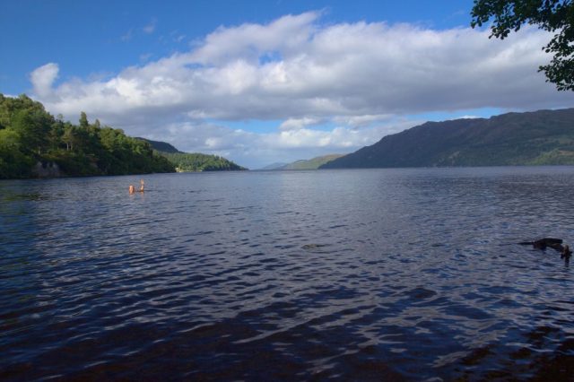 Co to plave v levé části fotografie na hladině jezera Loch Ness? Příšera, nebo autor článku?